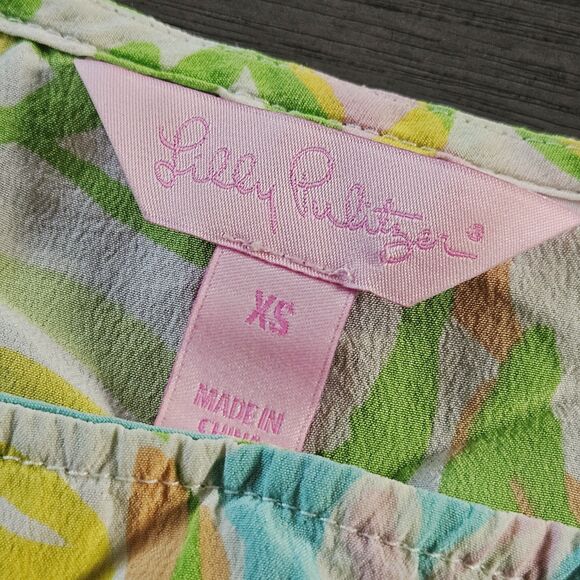 Lilly Pulitzer Guava Elephant Ear Silk Top Size XS Preppy Summer Resort Cruise - Picture 5 of 7